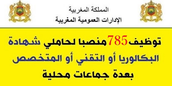 عـــــاجل.. 785 منصب وظيفي لحاملي الباكالوريا او التقني او المتخصص بعدة وزارات وشركات كبرى وجماعات محلية. الترشيح قبل 20 غشت 2026
